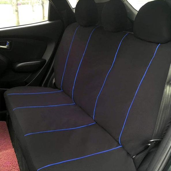 Housses de siège 9 pièces – Ensemble complet universel 5 places, protection coussins pour voitures (noir, gris, bleu, rouge)